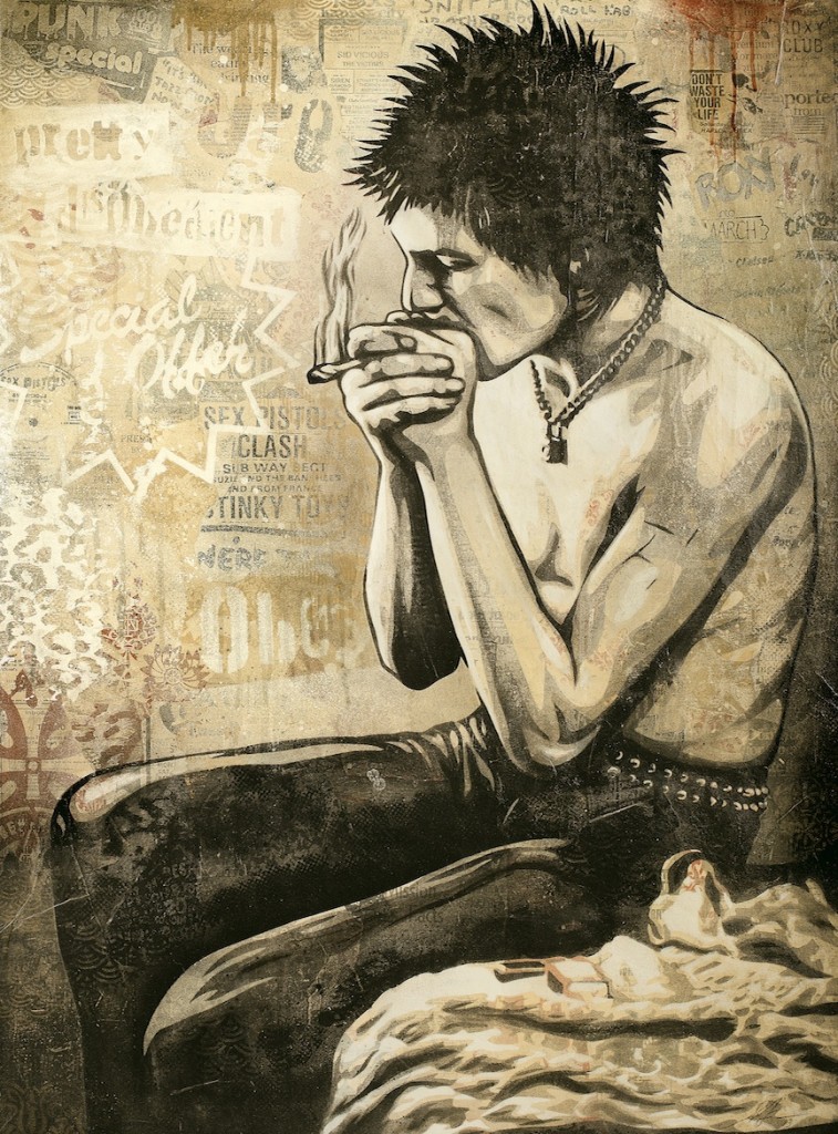 Shepard Fairey Sid smoking, courtesy galerie Magda Danysz